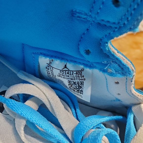 Kids Sz 3Y Air Jordan 1 Retro High OG (PS) Dk Powder Blue - Picture 9 of 11